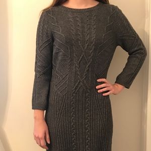 Ann Taylor Loft Gray Cable Knit Sweater Dress